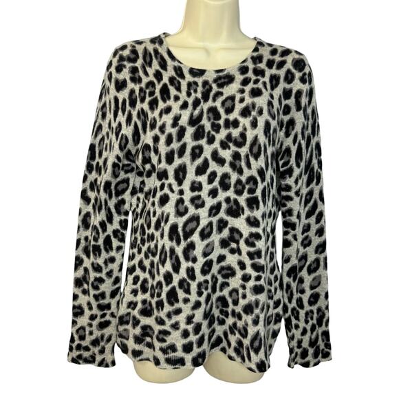 Charter Club Sweaters - Charter Club Cashmere  Sweater Grey Black Animal Print Pullover Soft Casual M